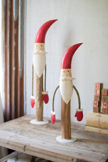 Set of 2 Painted Metal and Wood Tabletop Santas - Chapin Furniture
