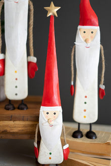 Set of 3 Painted Metal and Wood Santas - Chapin Furniture
