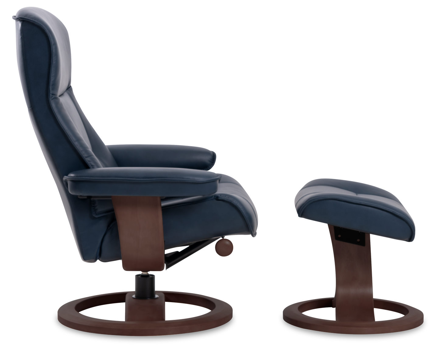 Nordic 21 Chair and Ottoman- Pacific Leather/Espresso Base - Chapin Furniture