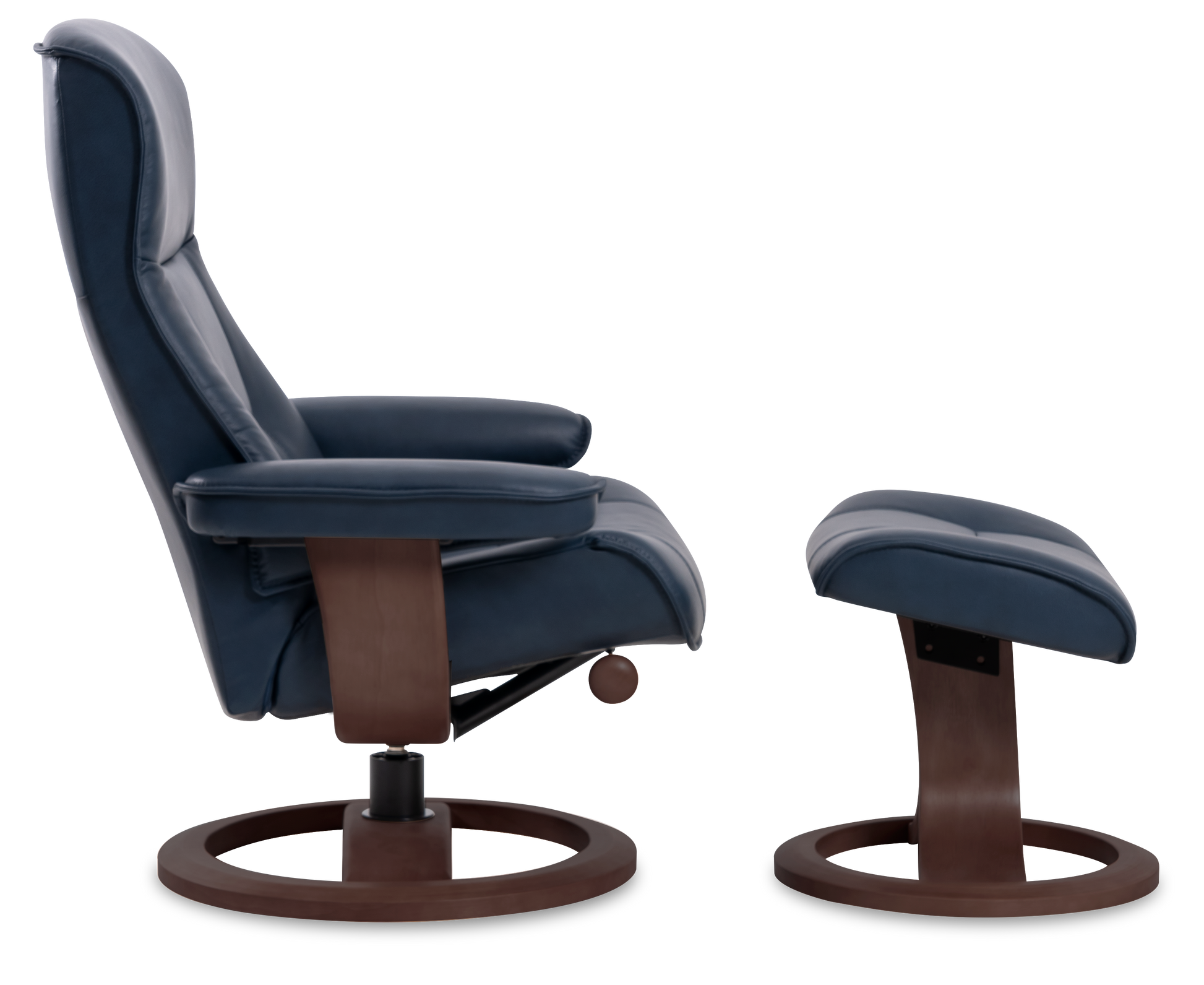 Nordic 21 Chair and Ottoman- Pacific Leather/Espresso Base - Chapin Furniture