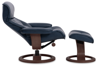 Nordic 21 Chair and Ottoman- Pacific Leather/Espresso Base - Chapin Furniture