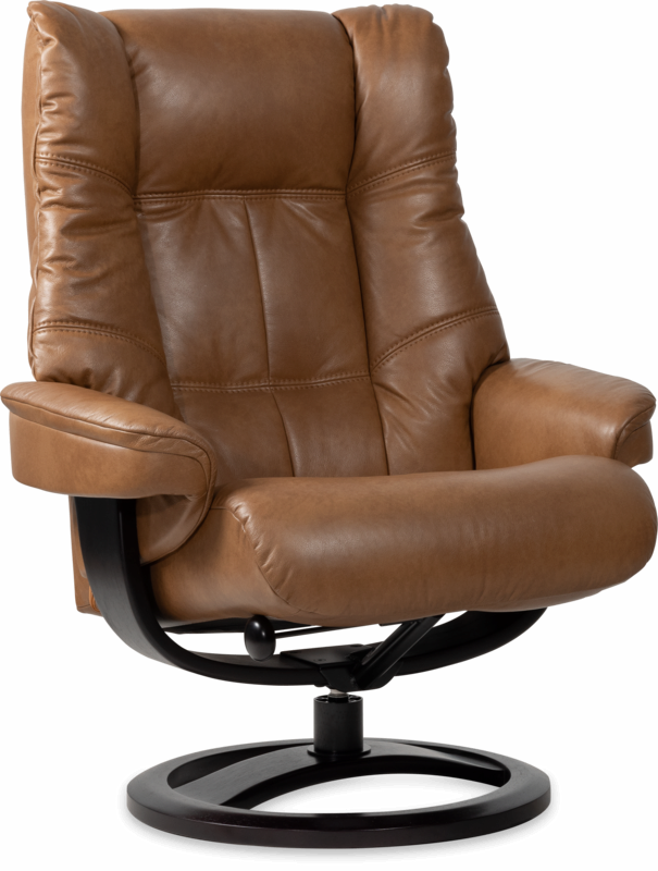 Nordic 63 XL Chair and Ottoman- Amber Leather/Espresso Base - Chapin Furniture