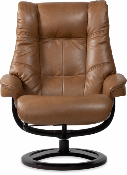 Nordic 63 XL Chair and Ottoman- Amber Leather/Espresso Base - Chapin Furniture