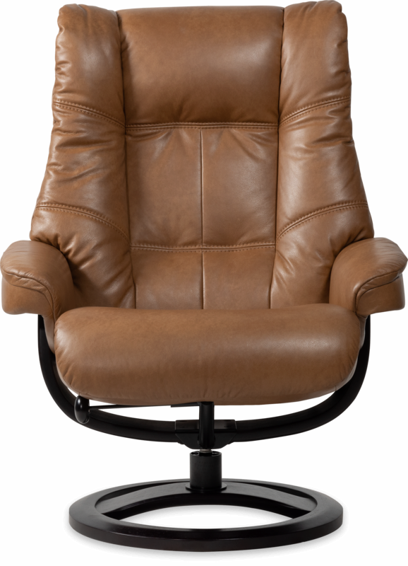 Nordic 63 XL Chair and Ottoman- Amber Leather/Espresso Base - Chapin Furniture