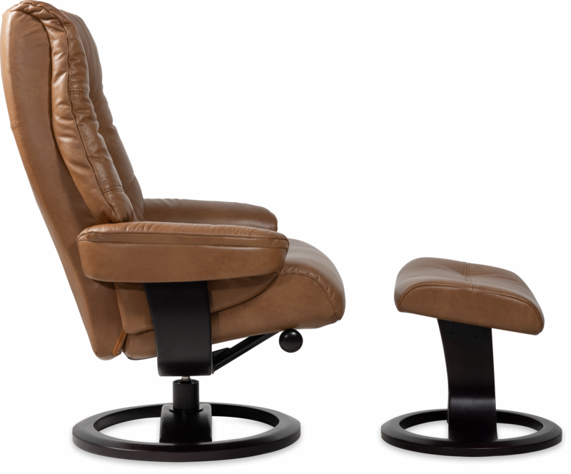 Nordic 63 XL Chair and Ottoman- Amber Leather/Espresso Base - Chapin Furniture