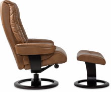 Nordic 63 XL Chair and Ottoman- Amber Leather/Espresso Base - Chapin Furniture