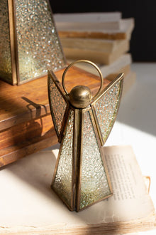 Set of 3 Antique Brass and Glass Christmas Angels - Chapin Furniture