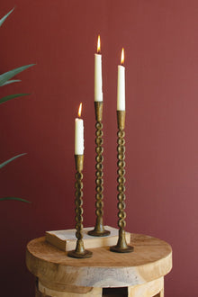 Set of 3 Antique Brass Taper Candle Holders - Chapin Furniture