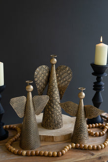 Set of 3 Antique Gold Table Top Christmas Angels - Chapin Furniture