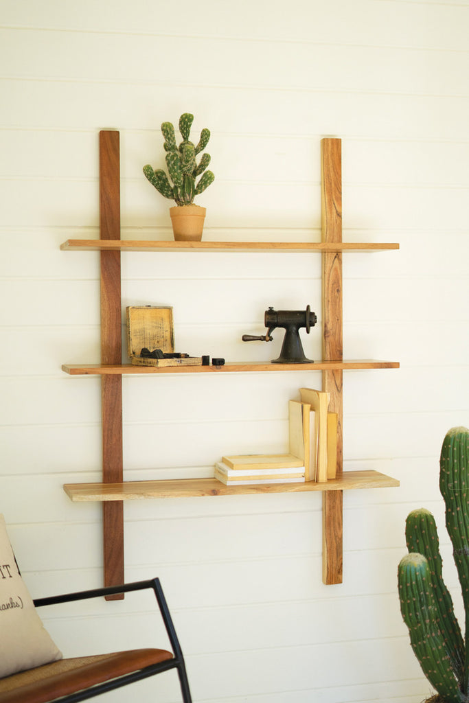 Acacia Wood Three-Tiered Wall Shelf - Chapin Furniture