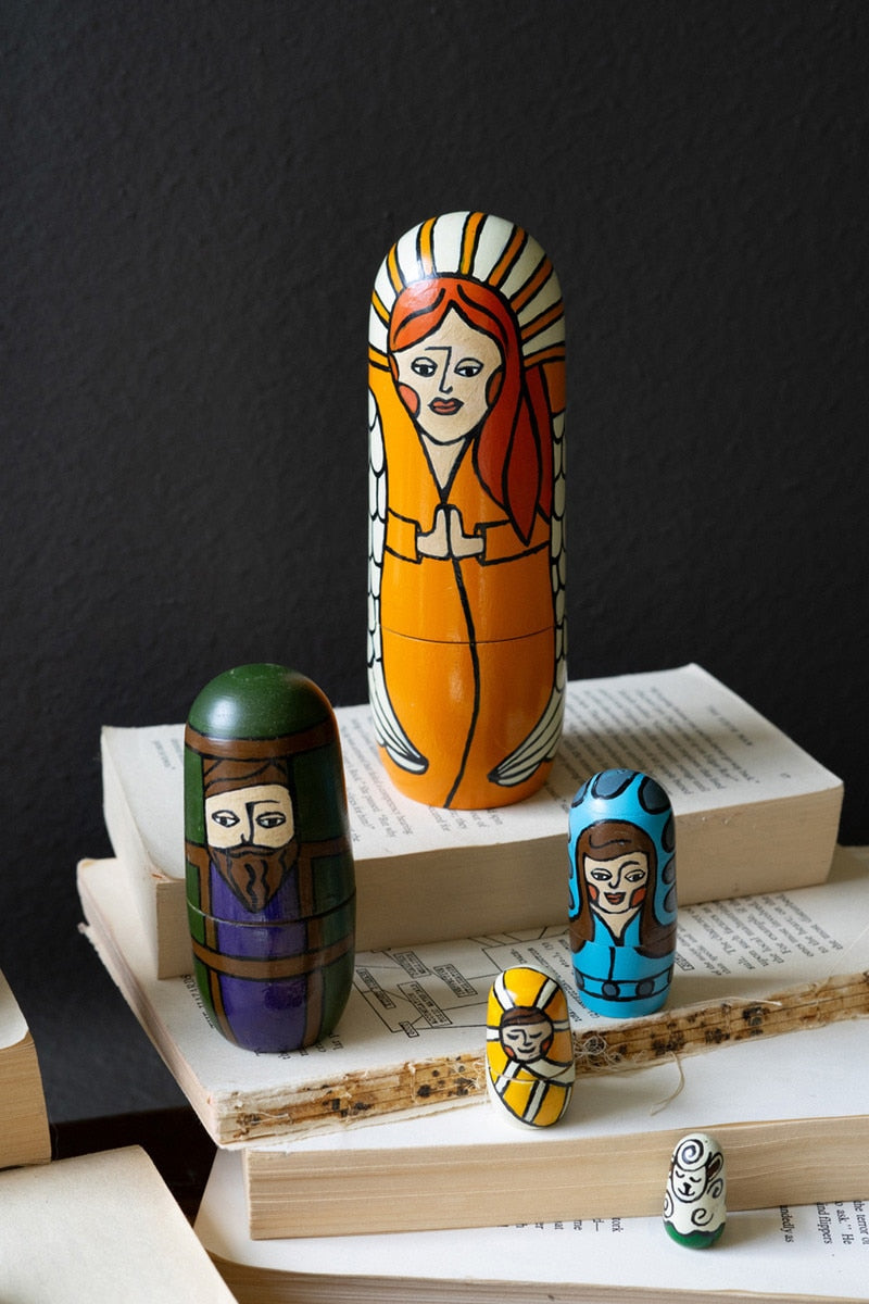 Set of 5 Wooden Nativity Nesting Dolls - Chapin Furniture