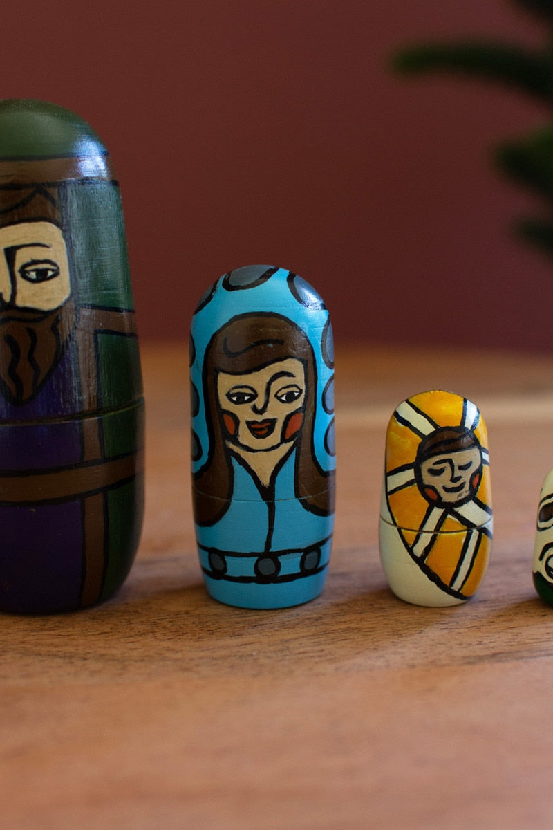 Set of 5 Wooden Nativity Nesting Dolls - Chapin Furniture