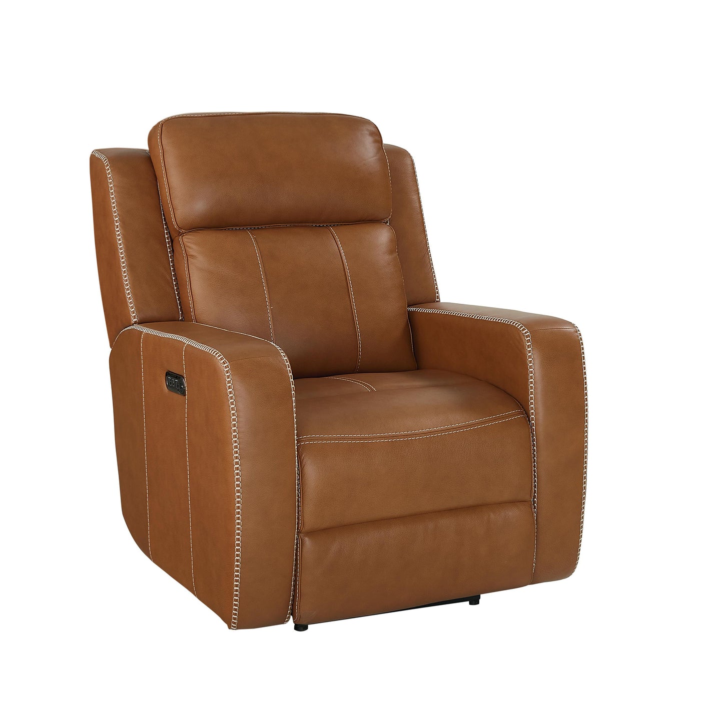 Bassett Club Level Norwood Power Motion Recliner in Tan Leather - Chapin Furniture