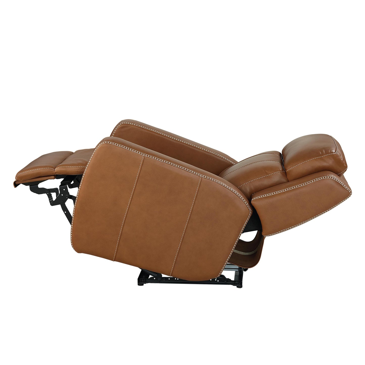 Bassett Club Level Norwood Power Motion Recliner in Tan Leather - Chapin Furniture