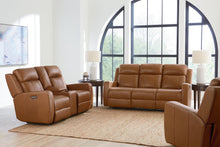 Bassett Club Level Norwood Power Motion Sofa in Tan Leather - Chapin Furniture
