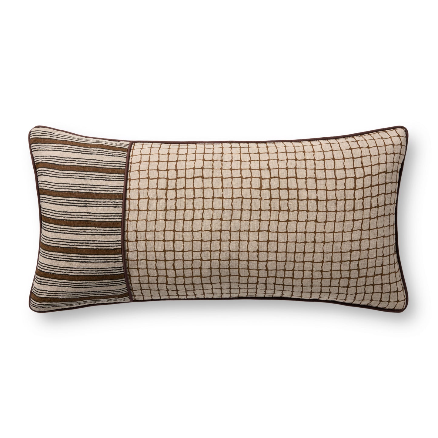 Loloi PLL0198  Brown 12'' x 27'' Pillow - Chapin Furniture