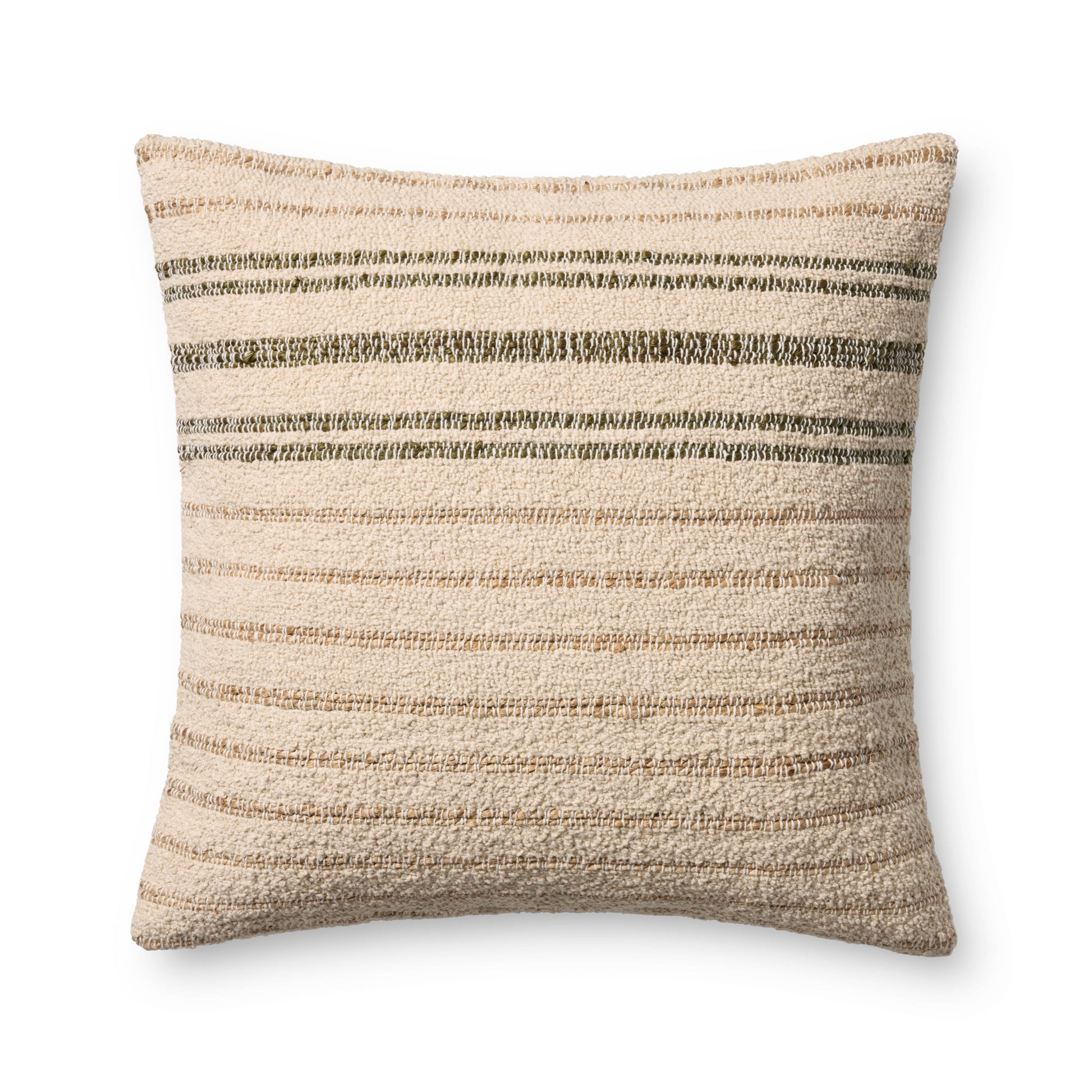 Amber Lewis x Loloi Atley PAL0057 Natural / Olive 22'' x 22'' Pillow - Chapin Furniture