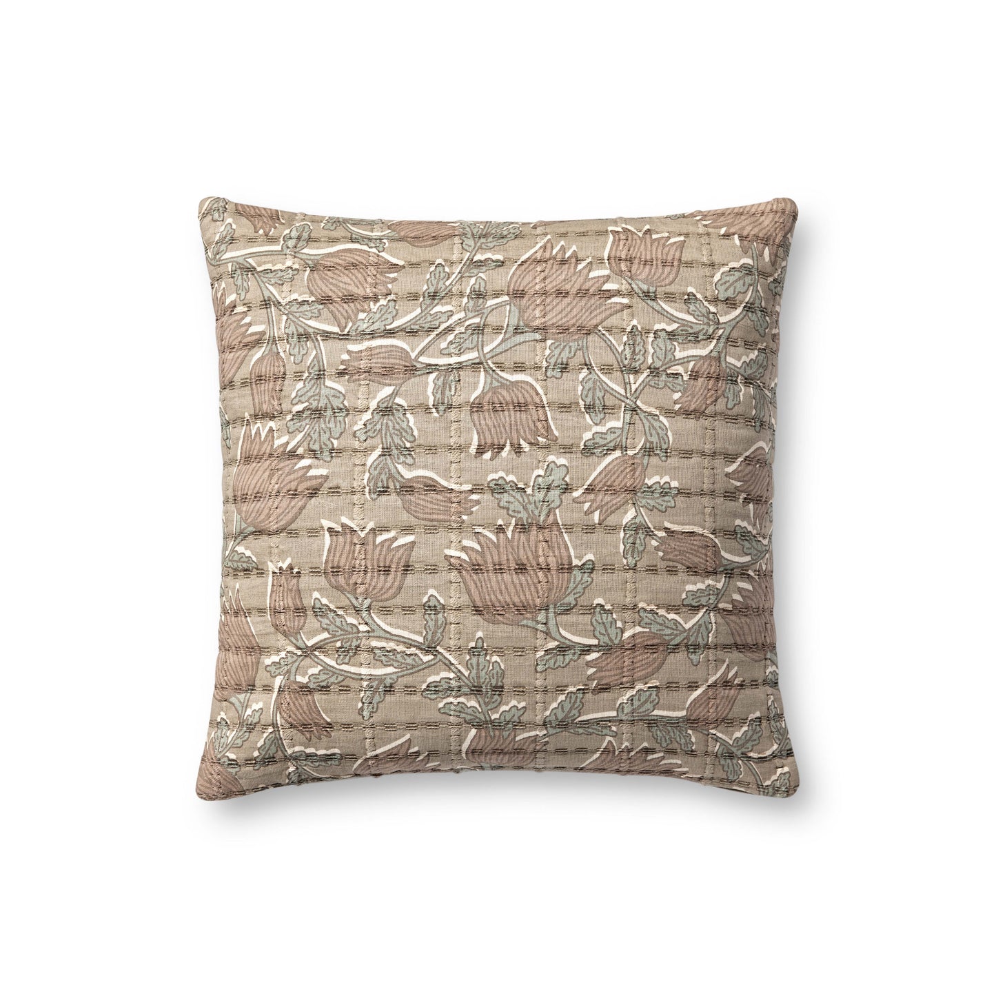 Jean Stoffer x Loloi PJS0019 Taupe / Rose 18'' x 18'' Pillow - Chapin Furniture