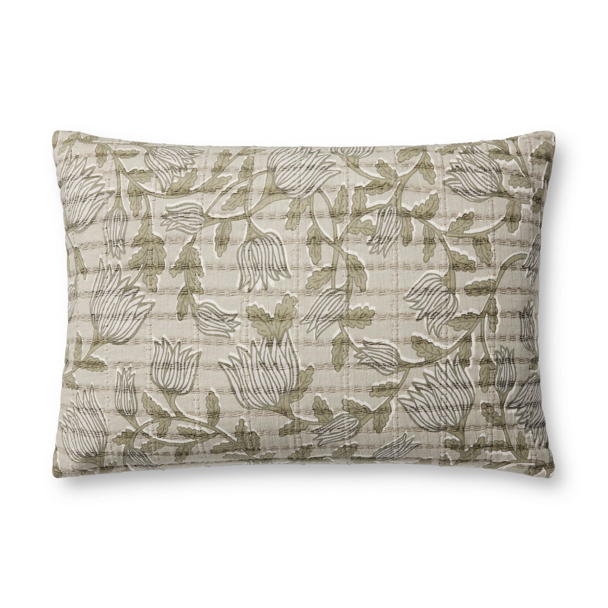 Jean Stoffer x Loloi PJS0023 Natural / Sage 16'' x 26''Pillow - Chapin Furniture