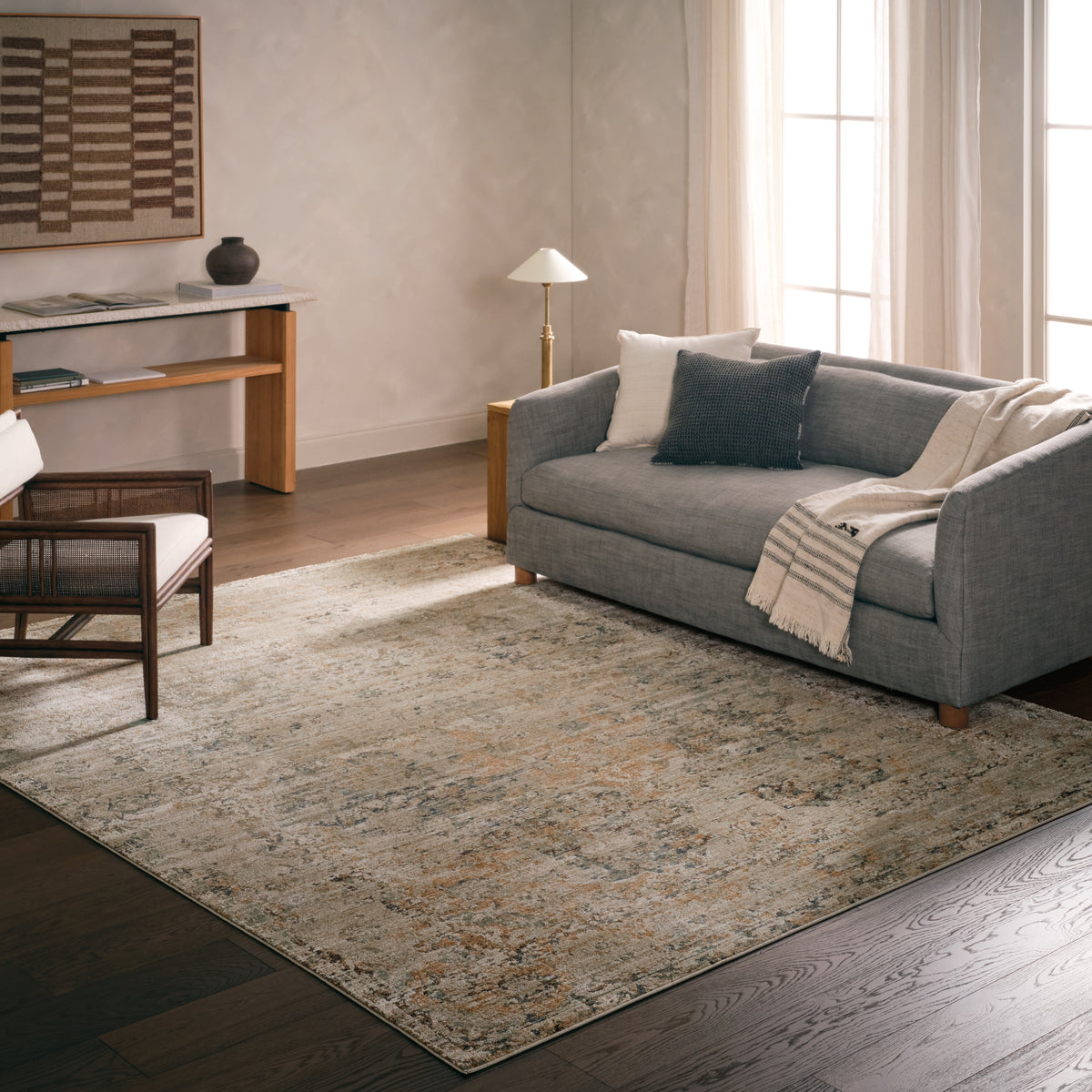 Patterned Silence Emery PSE02 Gray/Blue Indoor/Outdoor Rug - Chapin Furniture