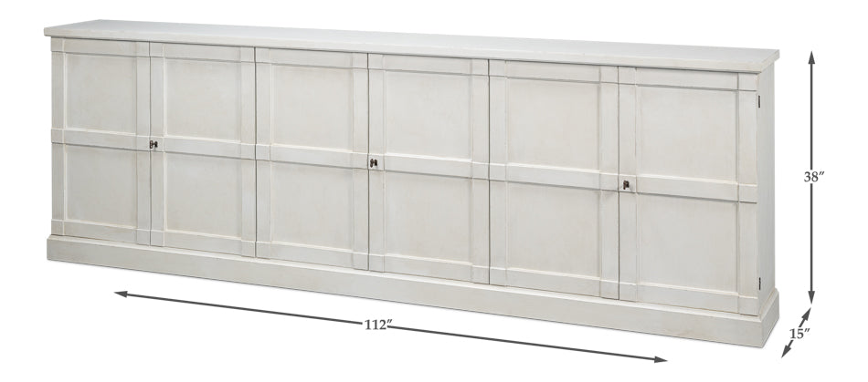 Luciana 6 Wood Door Buffet, 112", Stucco White - Chapin Furniture