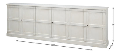 Luciana 6 Wood Door Buffet, 112", Stucco White - Chapin Furniture