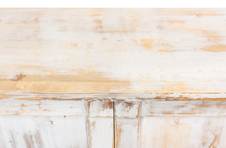Luciana 6 Wood Dr Buffet, 112", Distressed White - Chapin Furniture