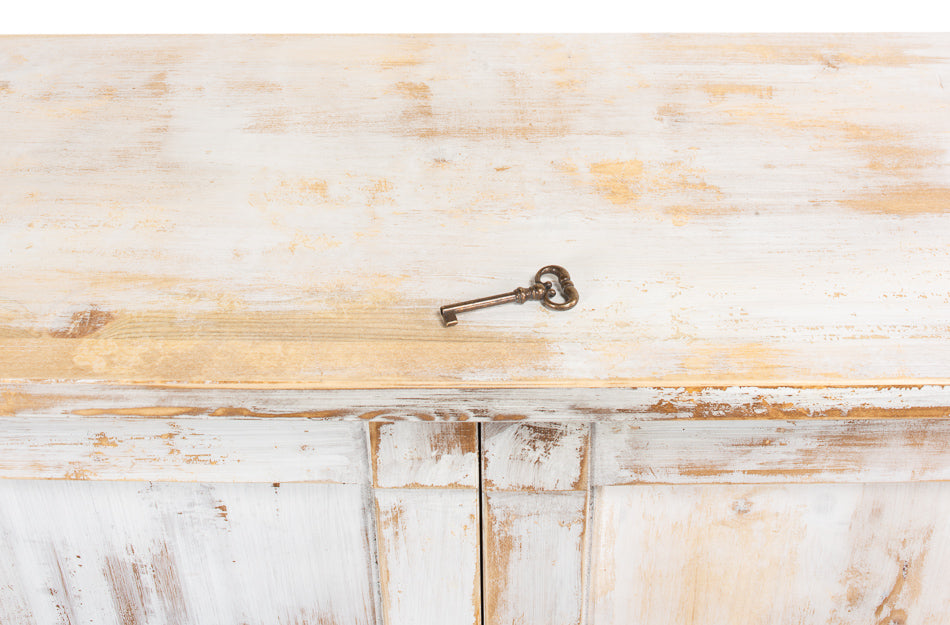 Luciana 6 Wood Dr Buffet, 112", Distressed White - Chapin Furniture