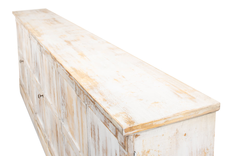Luciana 6 Wood Dr Buffet, 112", Distressed White - Chapin Furniture