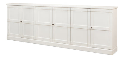Luciana 6 Wood Door Buffet, 112", Cortina White - Chapin Furniture