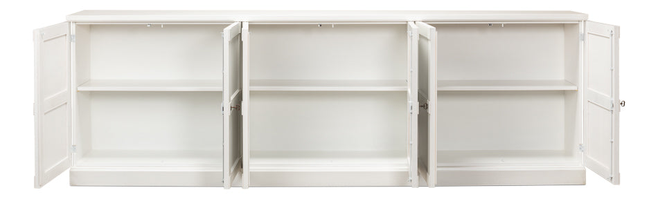 Luciana 6 Wood Door Buffet, 112", Cortina White - Chapin Furniture