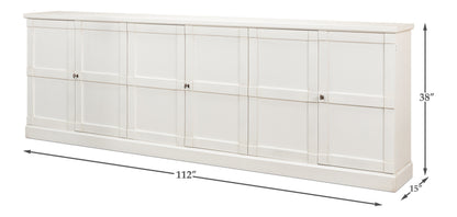 Luciana 6 Wood Door Buffet, 112", Cortina White - Chapin Furniture