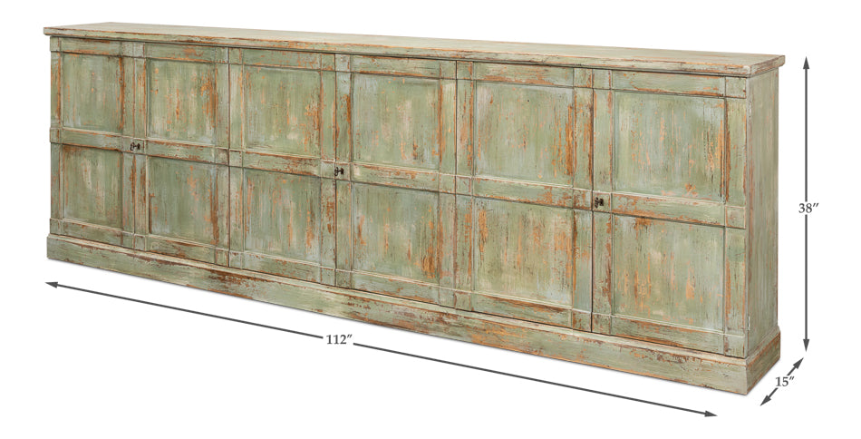 Luciana 6 Wood Door Buffet, 112", Italian Sage - Chapin Furniture