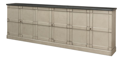 Luciana 6 Wood Door Buffet, 112", Washed Gray Base, Stone Grey Top - Chapin Furniture