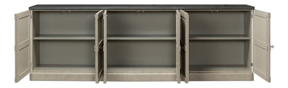 Luciana 6 Wood Door Buffet, 112", Washed Gray Base, Stone Grey Top - Chapin Furniture