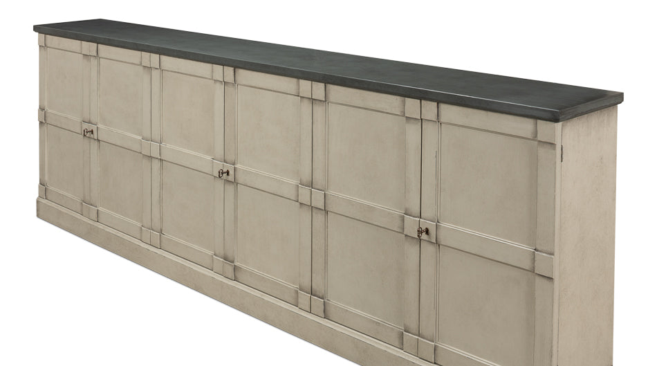 Luciana 6 Wood Door Buffet, 112", Washed Gray Base, Stone Grey Top - Chapin Furniture