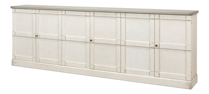 Luciana 6 Wood Door Buffet, 112", Stucco White Base, Grey Top - Chapin Furniture