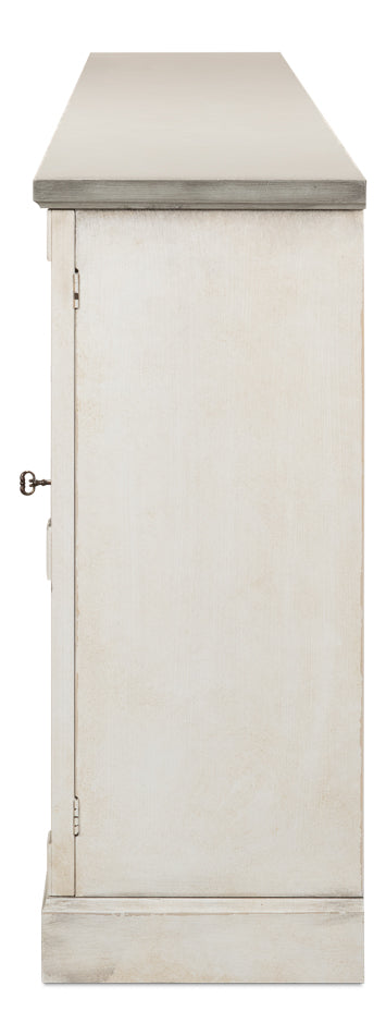 Luciana 6 Wood Door Buffet, 112", Stucco White Base, Grey Top - Chapin Furniture