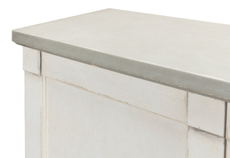 Luciana 6 Wood Door Buffet, 112", Stucco White Base, Grey Top - Chapin Furniture