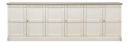 Luciana 6 Wood Door Buffet, 112", Stucco White Base, Grey Top - Chapin Furniture