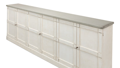 Luciana 6 Wood Door Buffet, 112", Stucco White Base, Grey Top - Chapin Furniture