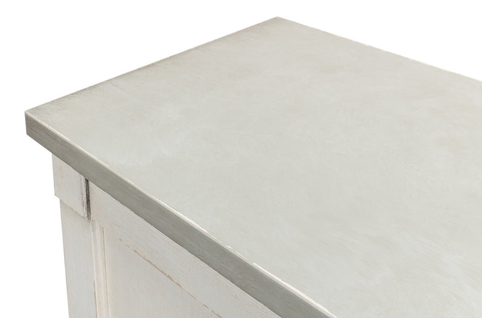 Luciana 6 Wood Door Buffet, 112", Stucco White Base, Grey Top - Chapin Furniture