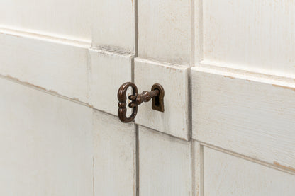 Luciana 6 Wood Door Buffet, 112", Stucco White Base, Grey Top - Chapin Furniture