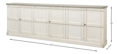 Luciana 6 Wood Door Buffet, 112", Stucco White Base, Grey Top - Chapin Furniture