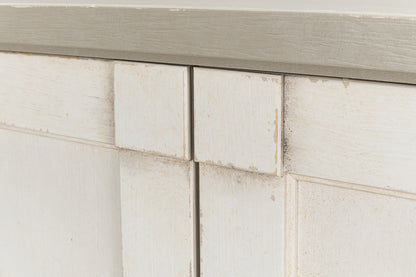 Luciana 6 Wood Door Buffet, 112", White/White Base, Gray Quartz Top - Chapin Furniture