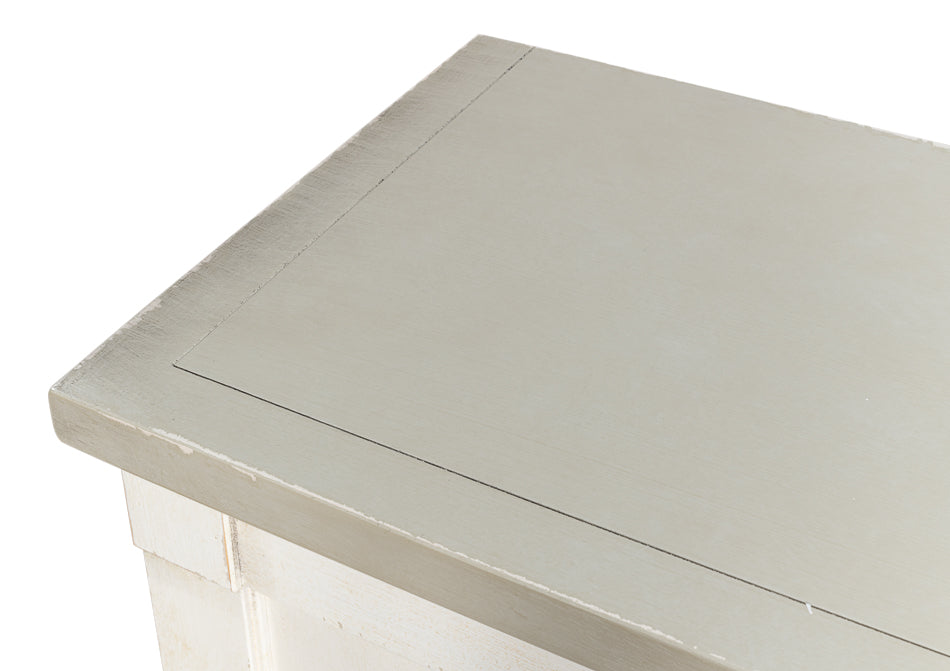 Luciana 6 Wood Door Buffet, 112", White/White Base, Gray Quartz Top - Chapin Furniture