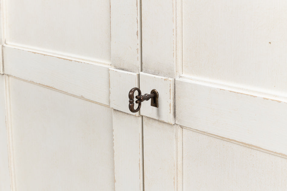 Luciana 6 Wood Door Buffet, 112", White/White Base, Gray Quartz Top - Chapin Furniture