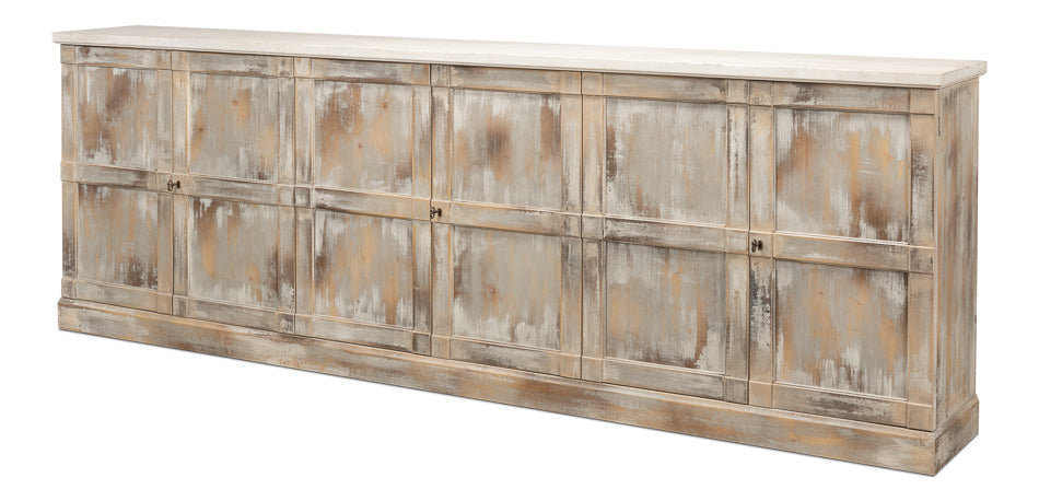 Luciana 6 Wood Door Buffet, 112", Grey Stucco - Chapin Furniture