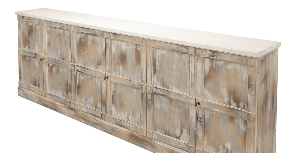 Luciana 6 Wood Door Buffet, 112", Grey Stucco - Chapin Furniture