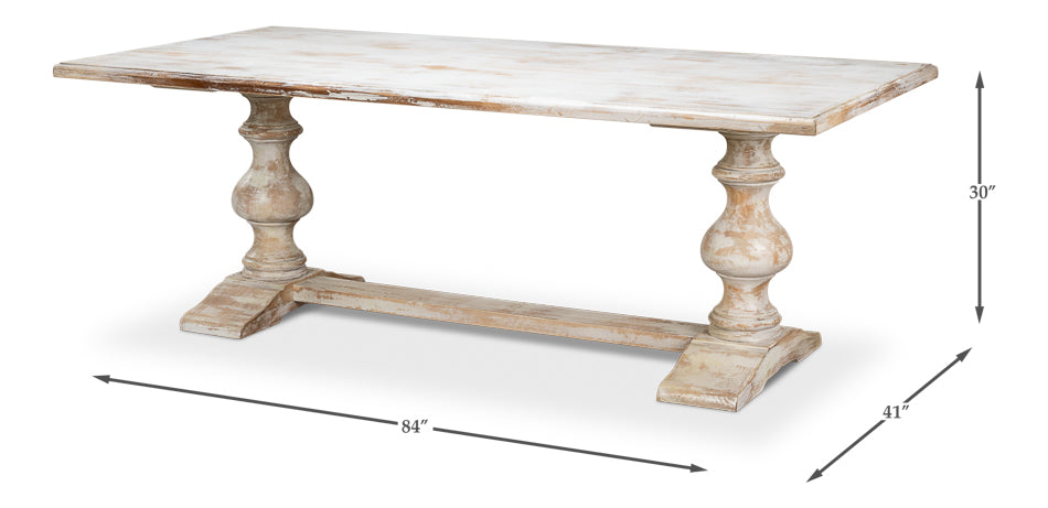 Lionisio Trestle Table- Disrupted White - Chapin Furniture